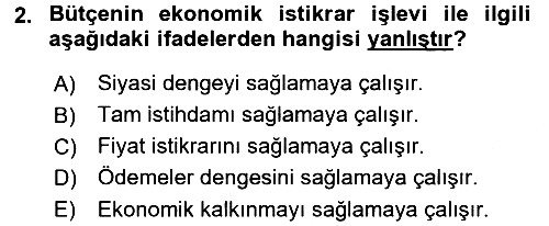 Devlet Bütçesi 2015-2016 Dönem Sonu Sınavı - 2. soru