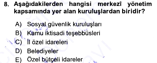 Devlet Bütçesi 2015-2016 Dönem Sonu Sınavı - 8. soru