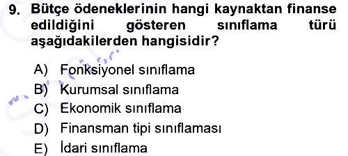 Devlet Bütçesi 2015-2016 Dönem Sonu Sınavı - 9. soru