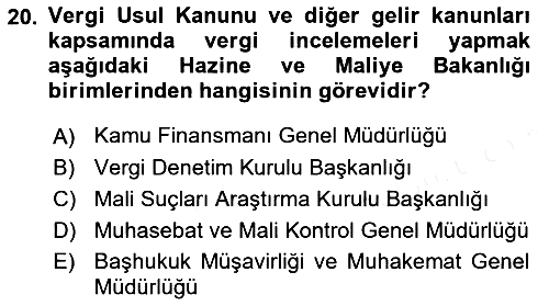 Devlet Bütçesi 2018-2019 Dönem Sonu Sınavı - 20. soru