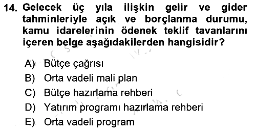 Devlet Bütçesi 2021-2022 Dönem Sonu Sınavı - 14. soru