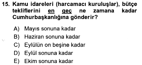 Devlet Bütçesi 2021-2022 Dönem Sonu Sınavı - 15. soru