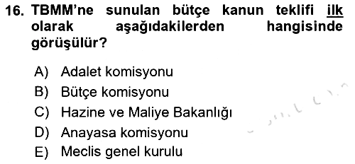 Devlet Bütçesi 2022-2023 Dönem Sonu Sınavı - 16. soru
