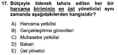 Devlet Bütçesi 2022-2023 Dönem Sonu Sınavı - 17. soru