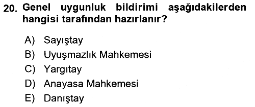 Devlet Bütçesi 2023-2024 Dönem Sonu Sınavı - 20. soru