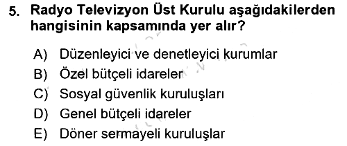 Devlet Bütçesi 2025-2026 Dönem Sonu Sınavı - 5. soru