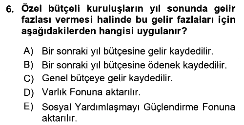 Devlet Bütçesi 2025-2026 Dönem Sonu Sınavı - 6. soru