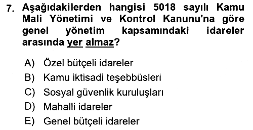 Devlet Bütçesi 2025-2026 Dönem Sonu Sınavı - 7. soru