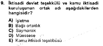 Devlet Bütçesi 2012-2013 Tek Ders Sınavı - 9. soru