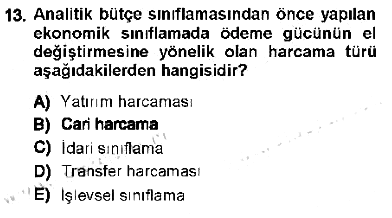 Devlet Bütçesi 2012-2013 Tek Ders Sınavı - 13. soru