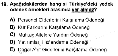 Devlet Bütçesi 2012-2013 Tek Ders Sınavı - 19. soru