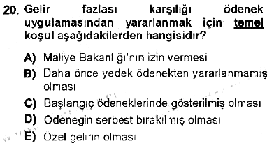 Devlet Bütçesi 2012-2013 Tek Ders Sınavı - 20. soru