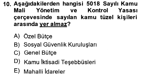 Devlet Bütçesi 2013-2014 Tek Ders Sınavı - 10. soru