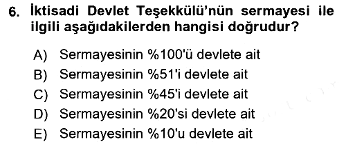 Devlet Bütçesi 2015-2016 Tek Ders Sınavı - 6. soru