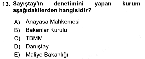 Devlet Bütçesi 2015-2016 Tek Ders Sınavı - 13. soru