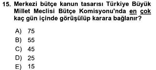 Devlet Bütçesi 2015-2016 Tek Ders Sınavı - 15. soru