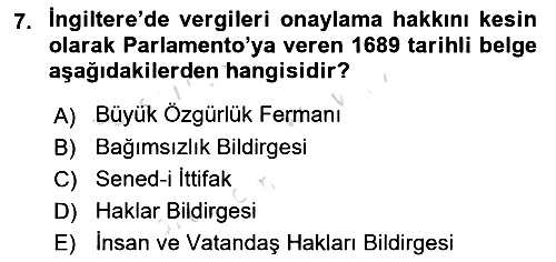 Devlet Bütçesi 2021-2022 Yaz Okulu Sınavı - 7. soru