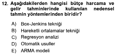 Devlet Bütçesi 2022-2023 Yaz Okulu Sınavı - 12. soru