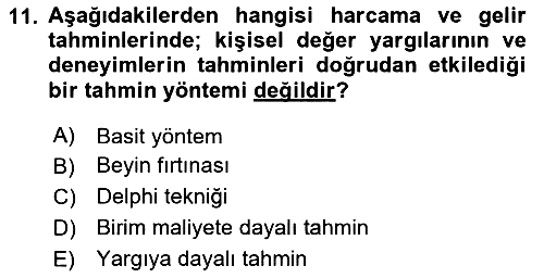 Devlet Bütçesi 2023-2024 Yaz Okulu Sınavı - 11. soru