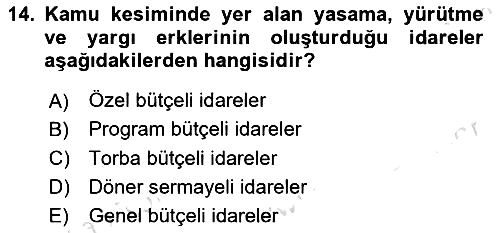 Devlet Bütçesi 2023-2024 Yaz Okulu Sınavı - 14. soru