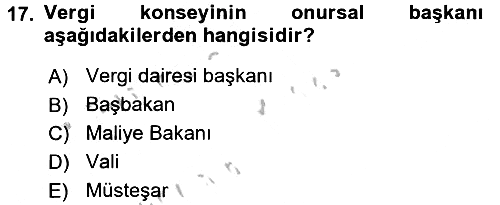 Genel Vergi Hukuku 2016-2017 3 Ders Sınavı - 17. soru