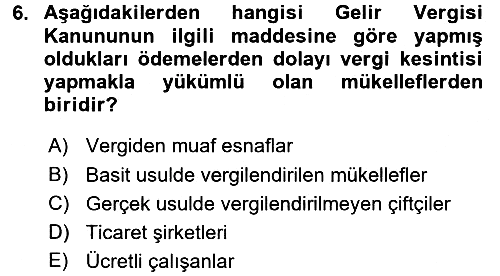 Genel Vergi Hukuku 2017-2018 3 Ders Sınavı - 6. soru