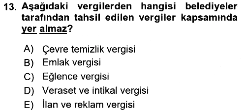 Genel Vergi Hukuku 2017-2018 3 Ders Sınavı - 13. soru