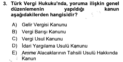 Genel Vergi Hukuku 2018-2019 3 Ders Sınavı - 3. soru
