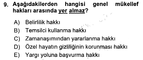 Genel Vergi Hukuku 2018-2019 3 Ders Sınavı - 9. soru