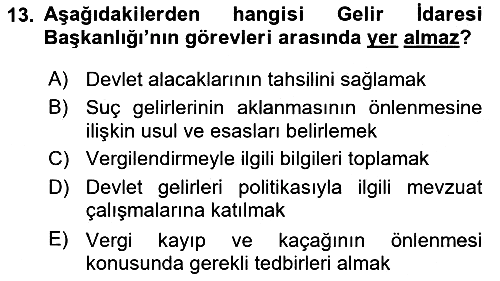 Genel Vergi Hukuku 2018-2019 3 Ders Sınavı - 13. soru