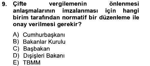 Genel Vergi Hukuku 2012-2013 Ara Sınav - 9. soru