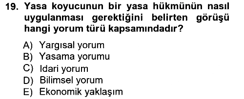 Genel Vergi Hukuku 2012-2013 Ara Sınav - 19. soru