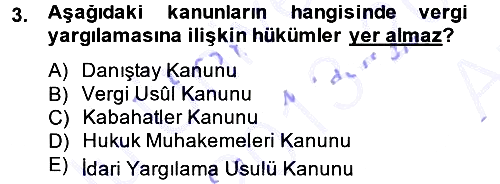 Genel Vergi Hukuku 2013-2014 Ara Sınav - 3. soru