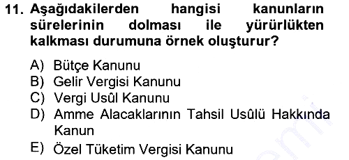Genel Vergi Hukuku 2013-2014 Ara Sınav - 11. soru