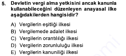 Genel Vergi Hukuku 2014-2015 Ara Sınav - 5. soru