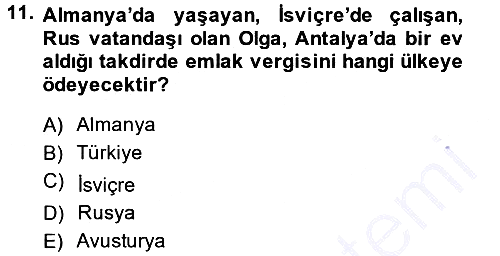 Genel Vergi Hukuku 2014-2015 Ara Sınav - 11. soru