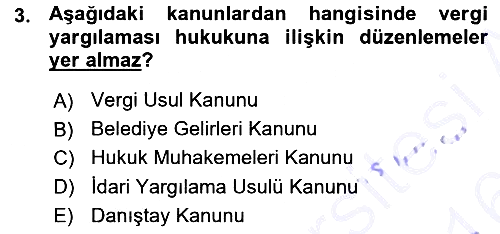 Genel Vergi Hukuku 2015-2016 Ara Sınav - 3. soru