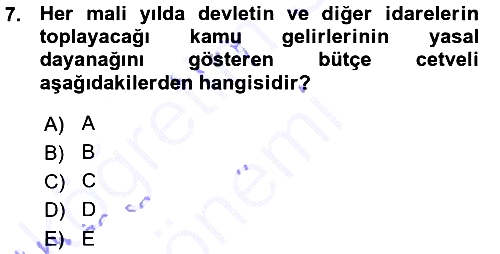 Genel Vergi Hukuku 2015-2016 Ara Sınav - 7. soru