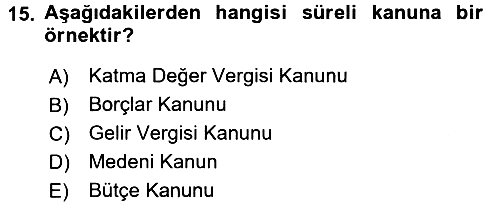 Genel Vergi Hukuku 2017-2018 Ara Sınav - 15. soru