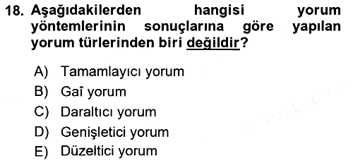Genel Vergi Hukuku 2018-2019 Ara Sınav - 18. soru