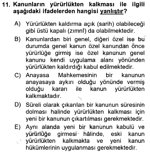 Genel Vergi Hukuku 2019-2020 Ara Sınav - 11. soru