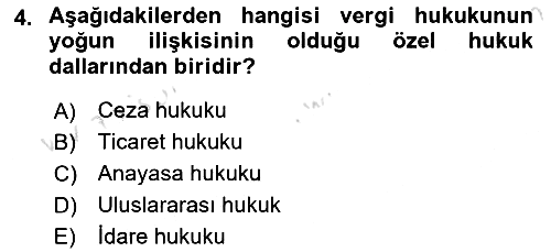 Genel Vergi Hukuku 2021-2022 Ara Sınav - 4. soru