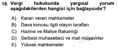 Genel Vergi Hukuku 2023-2024 Ara Sınav - 18. soru