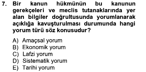 Genel Vergi Hukuku 2012-2013 Dönem Sonu Sınavı - 7. soru