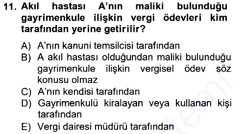 Genel Vergi Hukuku 2012-2013 Dönem Sonu Sınavı - 11. soru
