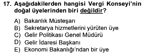 Genel Vergi Hukuku 2012-2013 Dönem Sonu Sınavı - 17. soru