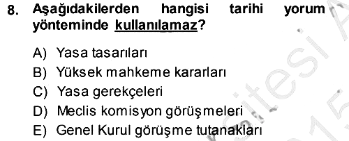 Genel Vergi Hukuku 2014-2015 Dönem Sonu Sınavı - 8. soru