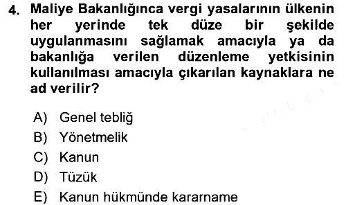 Genel Vergi Hukuku 2016-2017 Dönem Sonu Sınavı - 4. soru