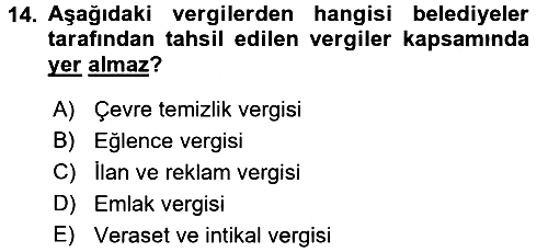 Genel Vergi Hukuku 2016-2017 Dönem Sonu Sınavı - 14. soru