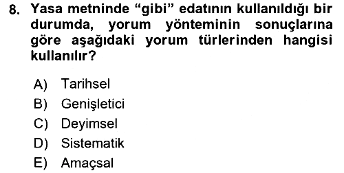 Genel Vergi Hukuku 2017-2018 Dönem Sonu Sınavı - 8. soru